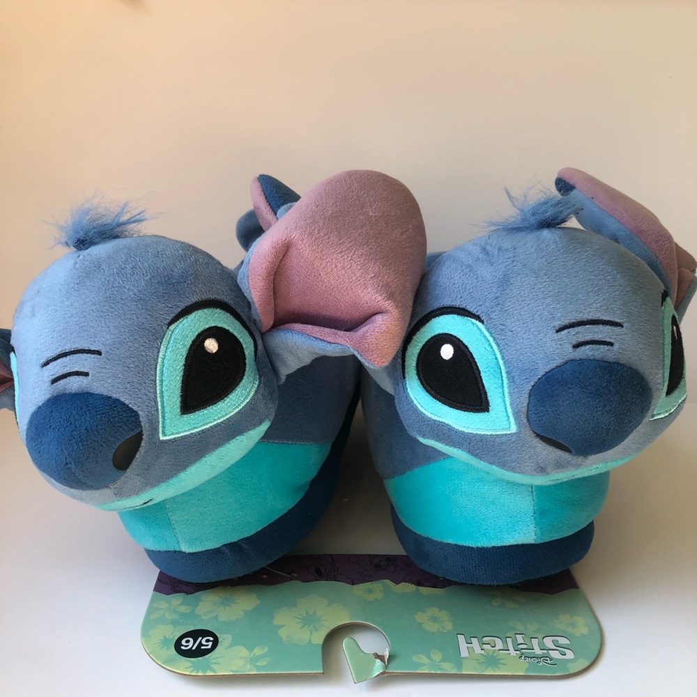 Disney Stitch Plush Slippers - Blue and Pink